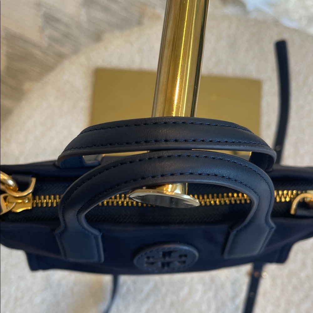 Tory Burch Navy Blue Mini Tote Bag with Crossbody Strap - Picture 3 of 6